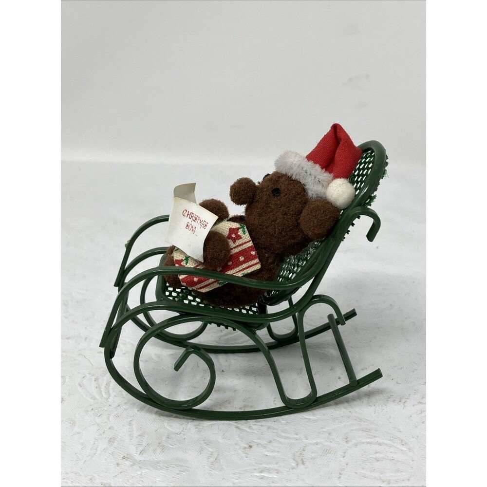 Miniature Wire Metal Rocker Rocking Chair Teddy Bear Dollhouse 1:12 Scale Green